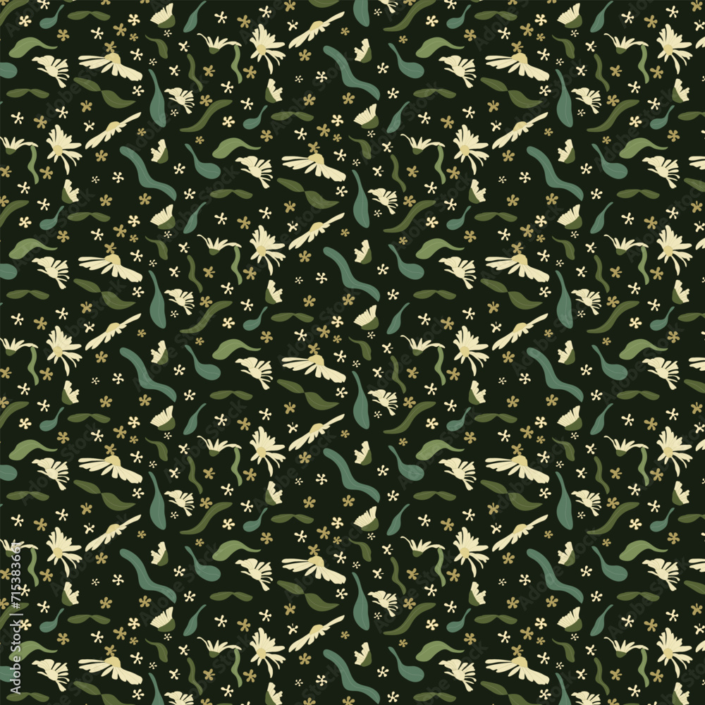 Seamless flower pattern. Hand drawn floral background. Vector Illustration. Stock for printing on surfaces, textile, fabric, cover book  and web design.