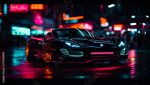 Luminosity Unleashed: Neon Car's Neon Glow Pops Against the Dark Scene © Vincent Goh