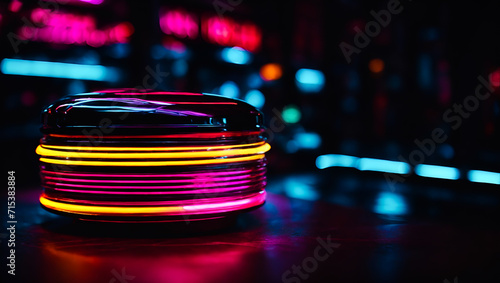 Luminosity Unleashed: Neon Yoyo's Neon Glow Pops Against the Dark Scene