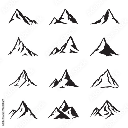 set of mountain silhouette vector 