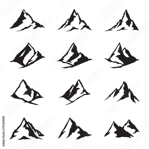 set of mountain silhouette vector  