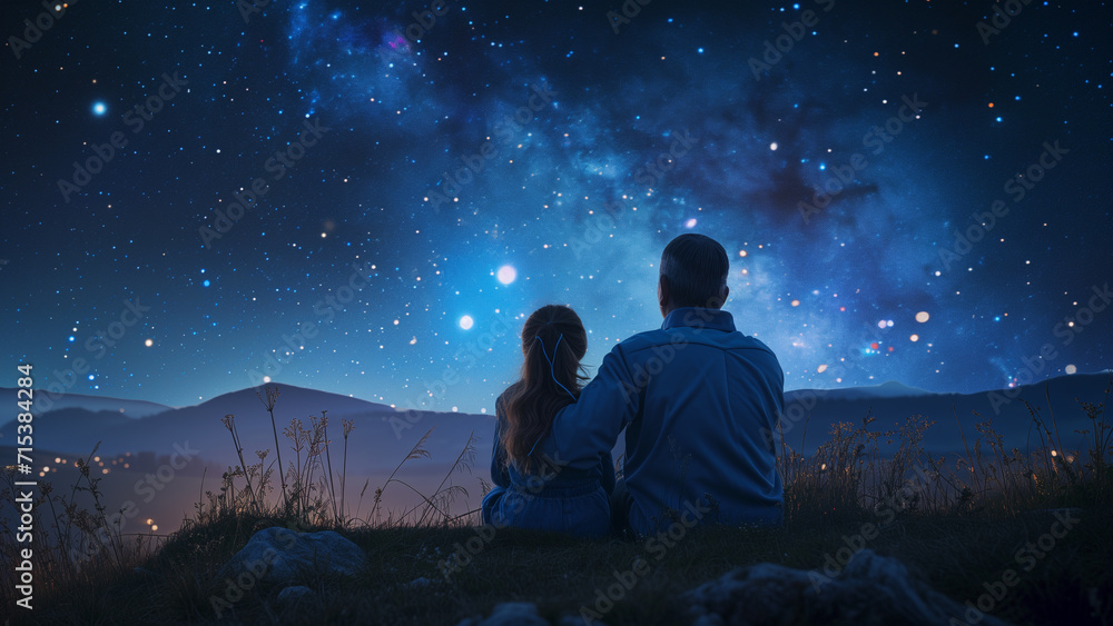 Galactic Connection: A Father and Daughter’s Starry Night