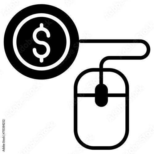 Dollar click solid glyph icon
