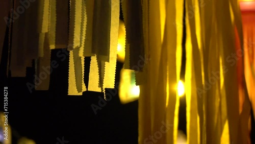 Lantern decoration for chinese new year festive festival china traditional culture in night time, 
night light that slowly spins around In the dark light Celebrate Chinese New Year is Asian.