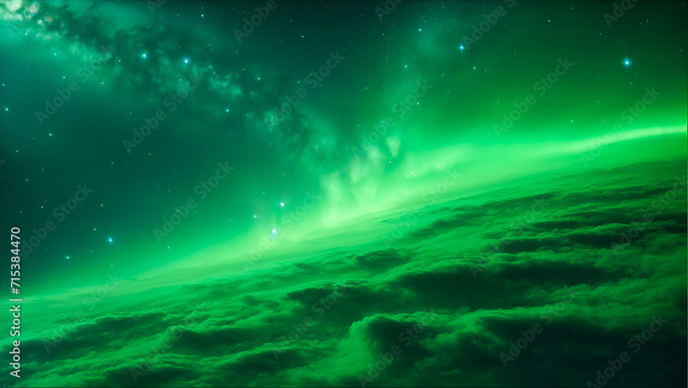 Emerald Enigma: The Mystical Glow of a Verdant Nebula Sky Emerald Enigma: The Mystical Glow of a Verdant Nebula Sky