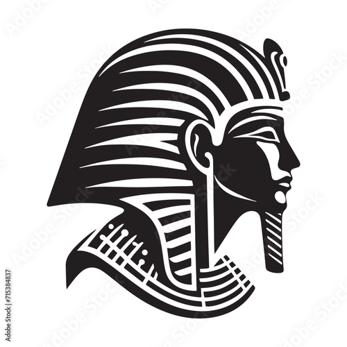 Mystical Enigma: Pharaoh Silhouettes Shrouded in the Mystical Aura of Elaborate Face Mask Designs - Pharaoh Illustration - Egyptian Pharaoh Face Mask Vector
