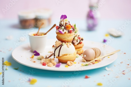 profiteroles covered in nuts and sprinkles platter