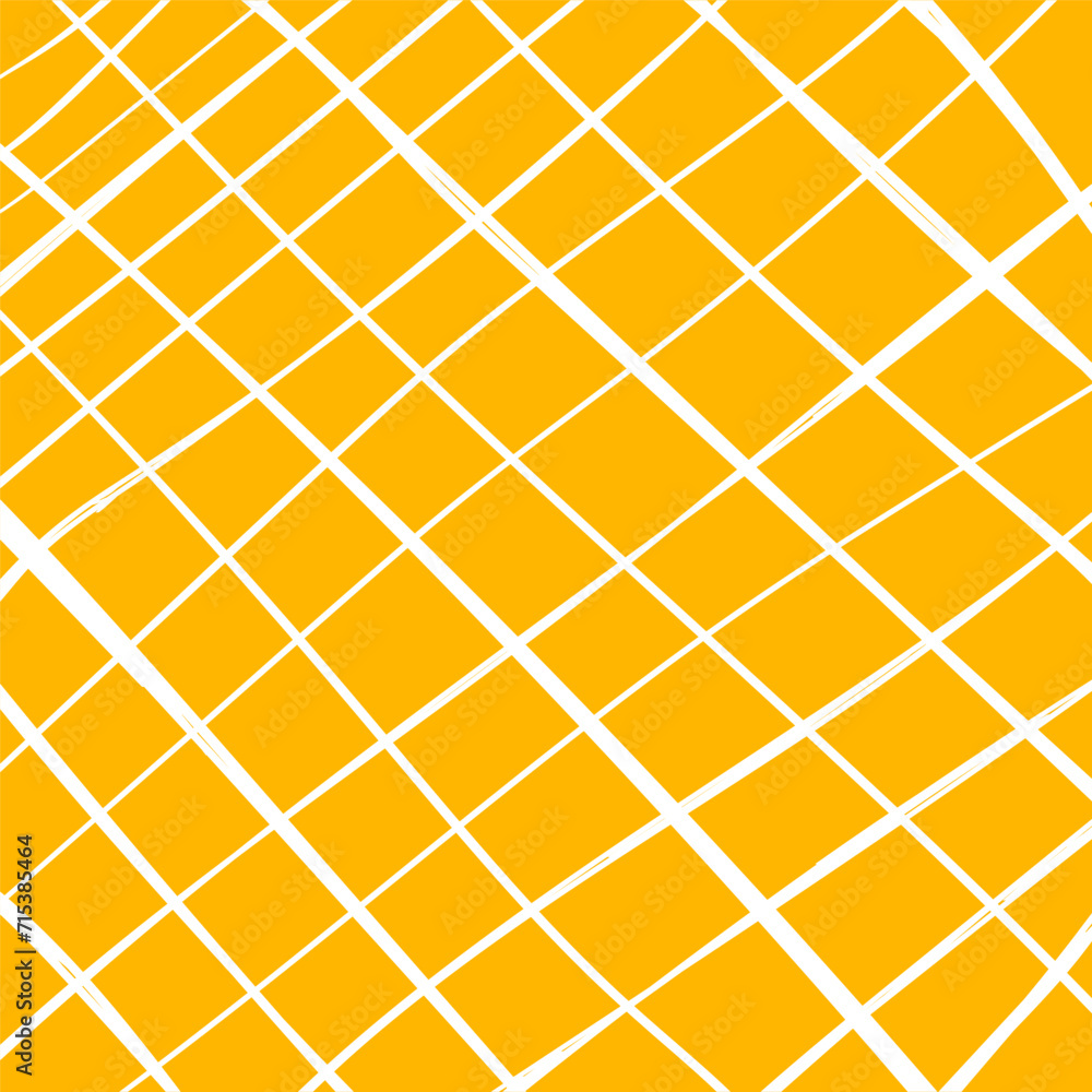 Hand drawn cute grid. doodle yellow, white plaid pattern with Checks. Graph square background with texture. Line art freehand grid vector outline grunge print Hand drawn cute grid. doodle yellow, white plaid pattern with Checks. Graph square background with texture. Line art freehand grid vector outline grunge print