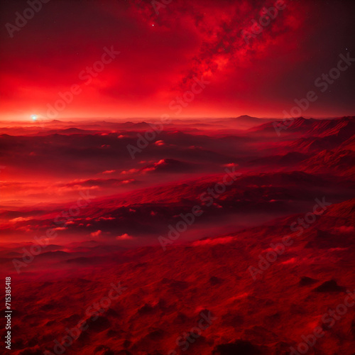 Crimson Cosmos: A Glorious Red Nebula Illuminates the Celestial Canva