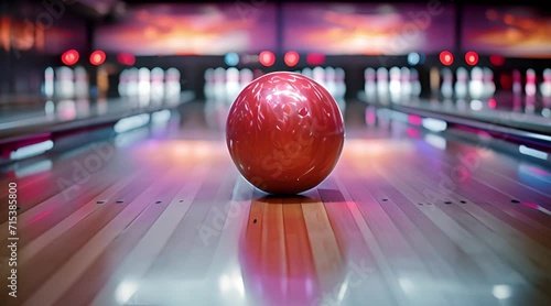 Close-up of a bowling ball. Bowling game concept photo