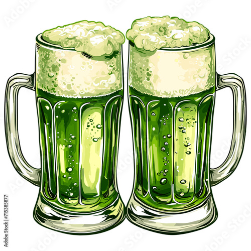 Mug of green beer, vector illustration.