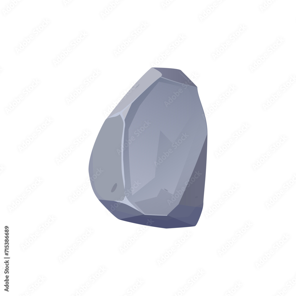Granite block or stone boulder icon, flat vector illustration isolated.