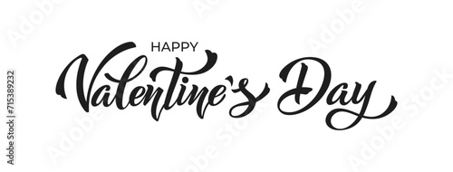 Happy Valentine s Day hand lettering vector type illustration. Vector illustration. Romantic quote card. Text for card or invitation.