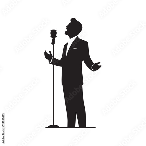 Crescendo of Creativity: Man Singing Silhouette Series Illustrating the Gradual Buildup of Artistic Inspiration - Singer Vector - Singer Illustration
