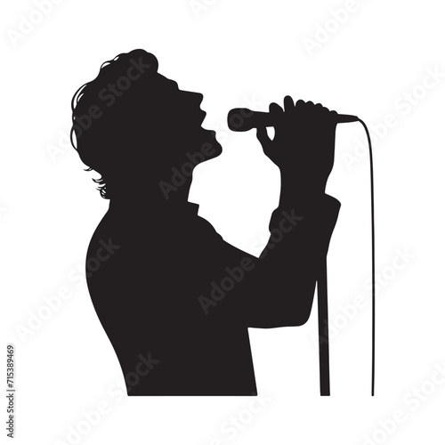 Crescendo of Colors: Singer Silhouette Collection Painting a Crescendo of Musical Colors - Singer Illustration - Man Singing Vector
