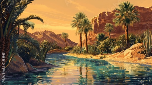 desert oasis clipart design concept  photo