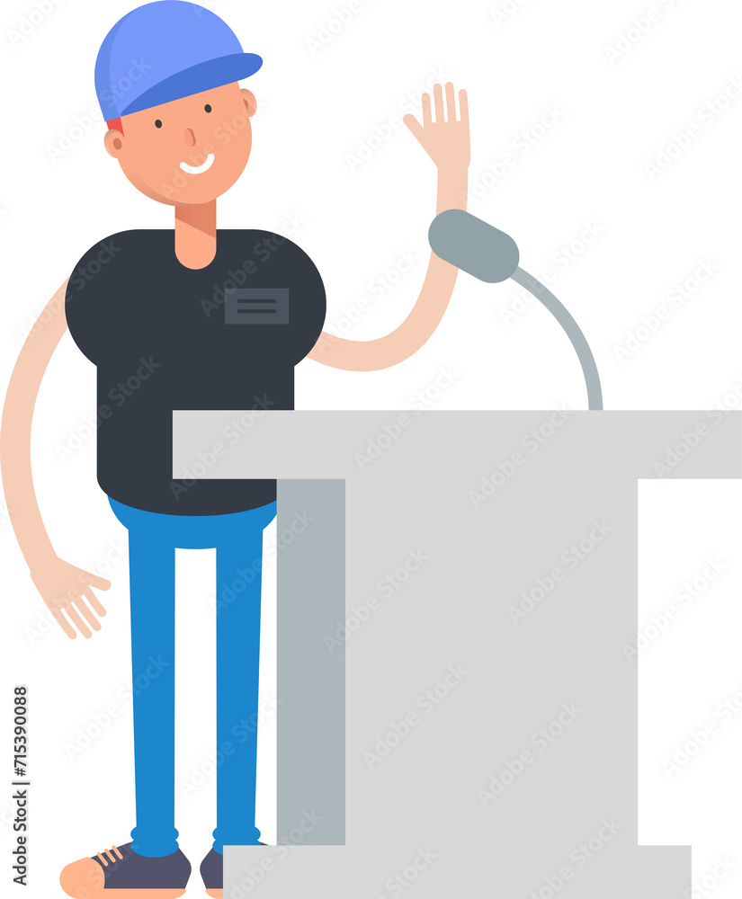 Boy Character Speaking on Podium
Boy Character Speaking on Podium