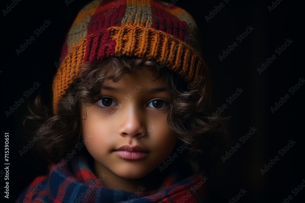 Portrait of a little boy in a knitted hat and scarf Portrait of a little boy in a knitted hat and scarf