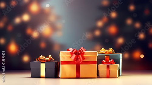 Gift background with copy space for Christmas gifts, holiday or birthday © win