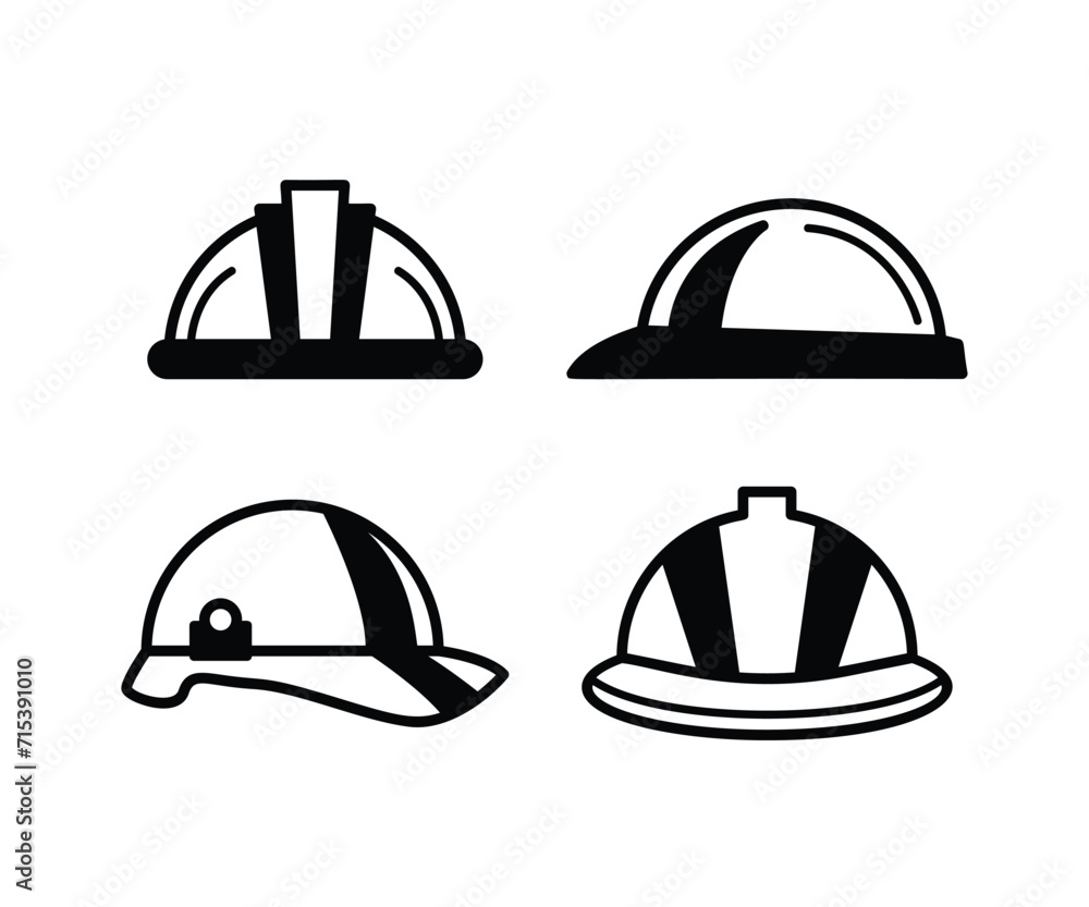 Fototapeta premium construction helmet icons set black white simple illustration collections flat style 