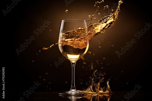  a glass of wine with a splash of water on the top of it and a splash of water on the bottom of the glass.