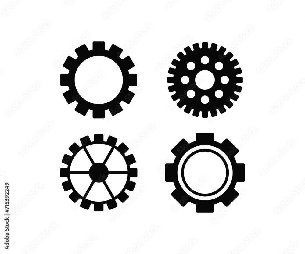 Obraz premium set of gears industrial icons setting simple black white vector design illustration collections 