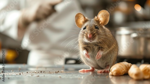 A Close-Up of a Commercial Kitchen Mouse. Generative Ai.