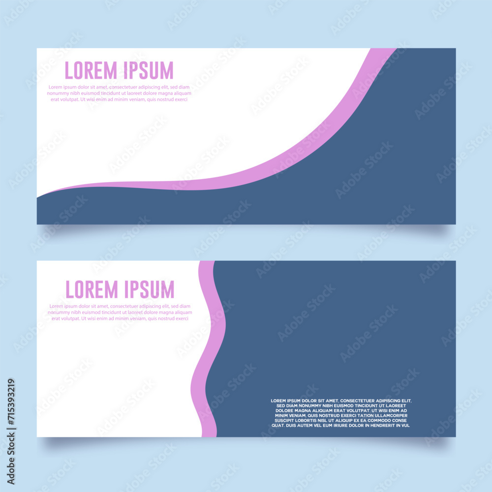 Business banner design template in blue and pink color. Vector illustration
