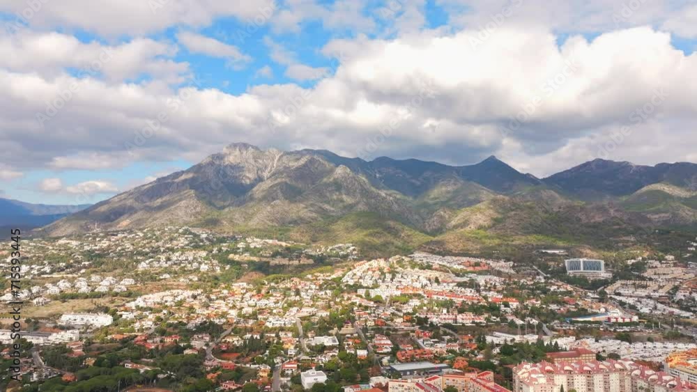 Aerial View Of Marbella Mountains And Buildings. Aerial View Of Marbella Mountains And Buildings.