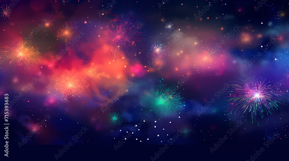 Naklejka premium Beautiful creative holiday background with fireworks and sparkles