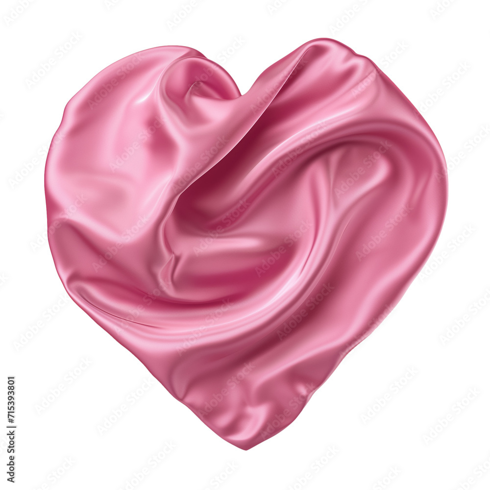 Pink silk in heart shape isolated Pink silk in heart shape isolated
