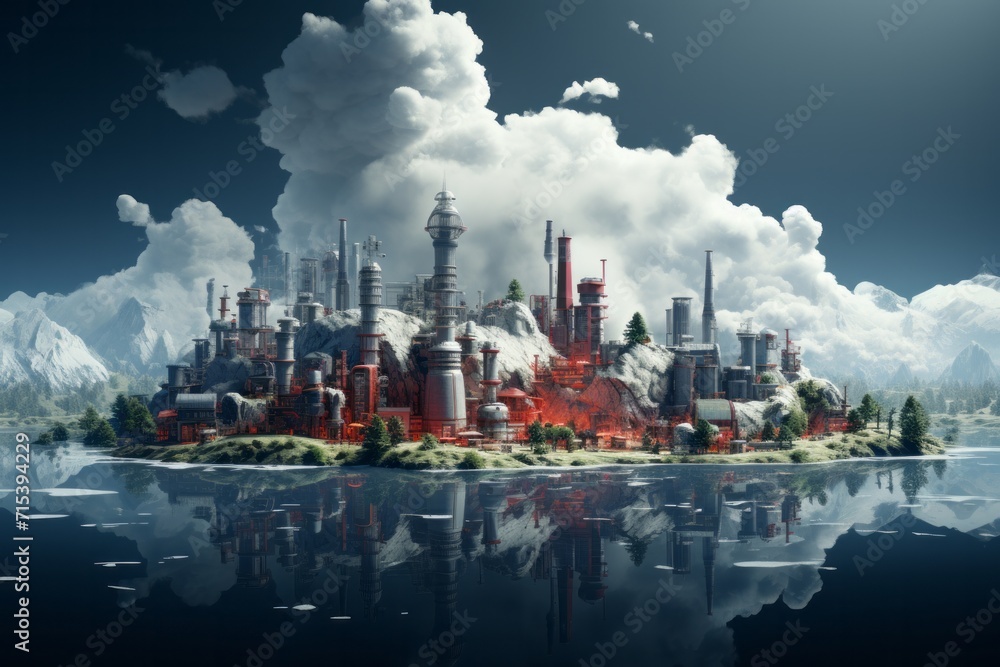 Urban Industrial Landscape, on an isolated Urban Camouflage background, Generative AI Urban Industrial Landscape, on an isolated Urban Camouflage background, Generative AI