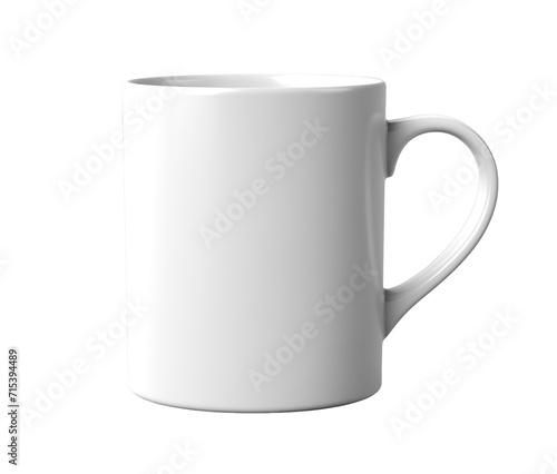 Coffee cup mockup featuring a white tea mug isolated on transparent background. PNG file, cut out	