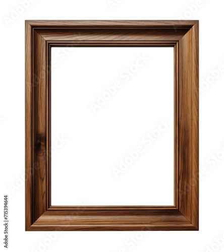 wooden picture frame isolated on transparent background. PNG file, cut out 