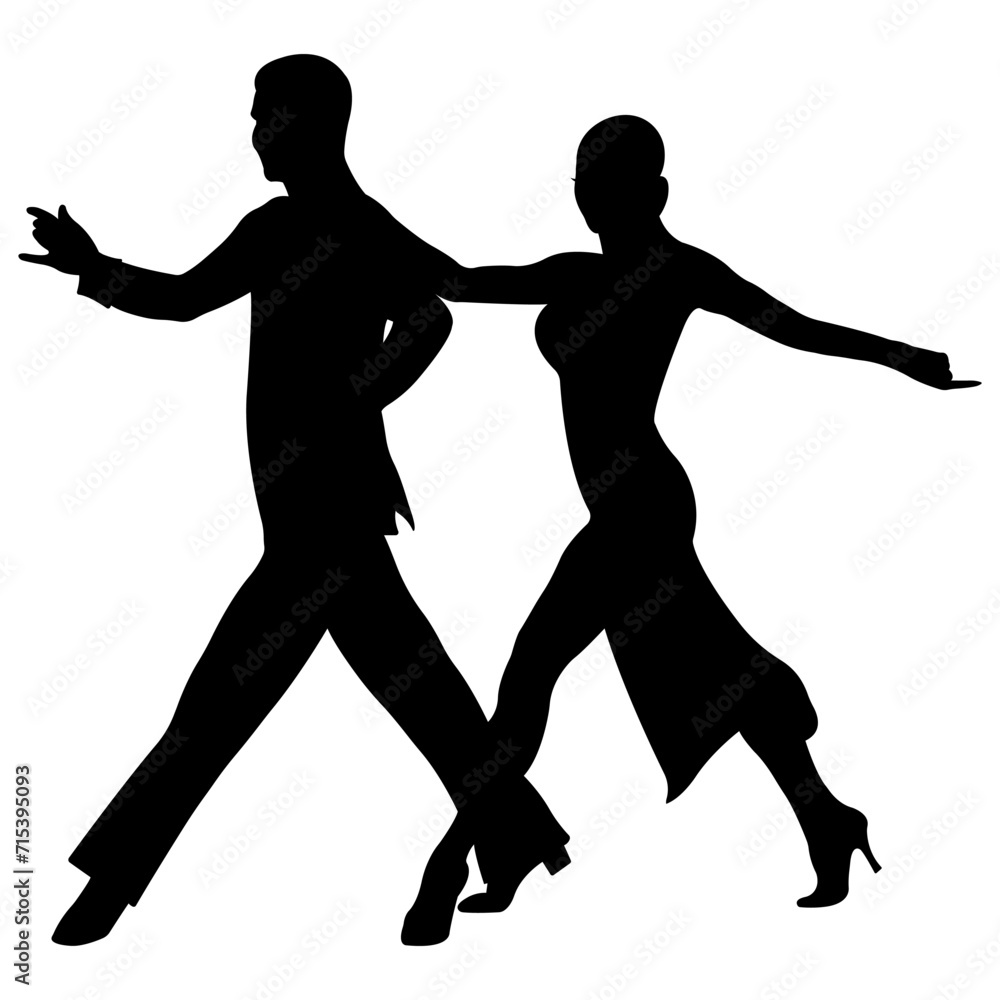 Ballroom dancing.Couple dancers silhouette.Icon.Vector illustration.