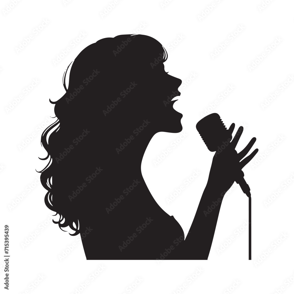 Harmonic Elegance: Lady Singer Illustration Series Unveiling the Harmonic Elegance of Female Singer Silhouettes - Woman Illustration - Lady Silhouette
