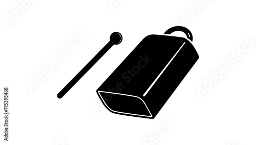 Cowbell sign, black isolated silhouette