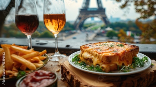 Delightful Display with a Golden-Brown Croque Monsieur. Generative Ai.