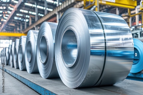 Galvanized galvanized steel sheet rolled in factory Big rolls of steel in a warehouse