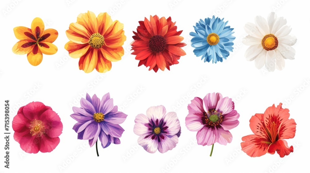 Different flowers decoration on white background Different flowers decoration on white background
