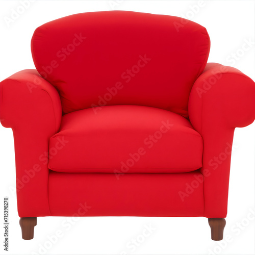 Single armchair sofa and pillow isolated on white. Red sofa and pillow isolated on white 5. generative ai.