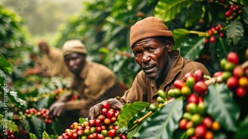 Discover the wealth of a coffee farm in Tanzania. Generative Ai. photo