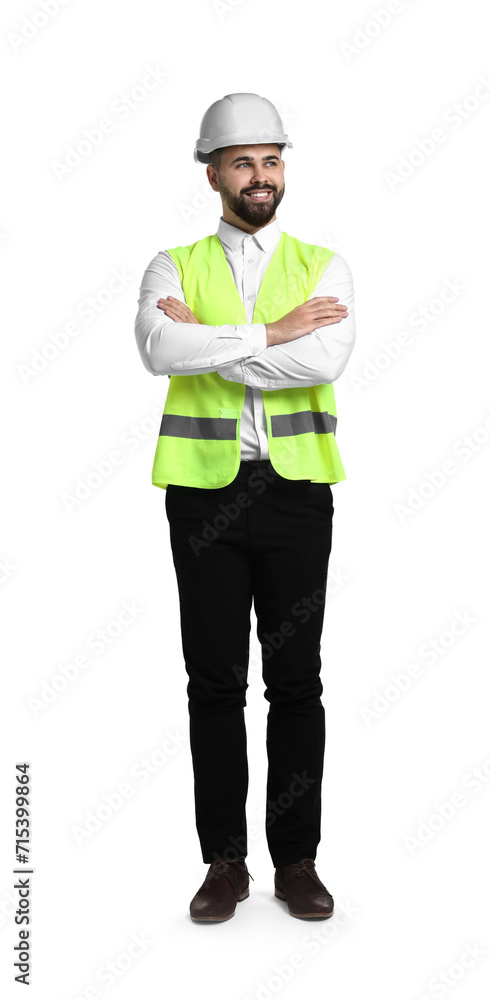 Engineer in hard hat on white background Engineer in hard hat on white background