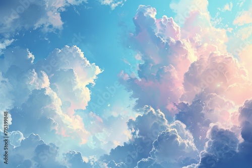 Anime-inspired clouds painted with a soft, dreamy touch in the afternoon anime 4k background