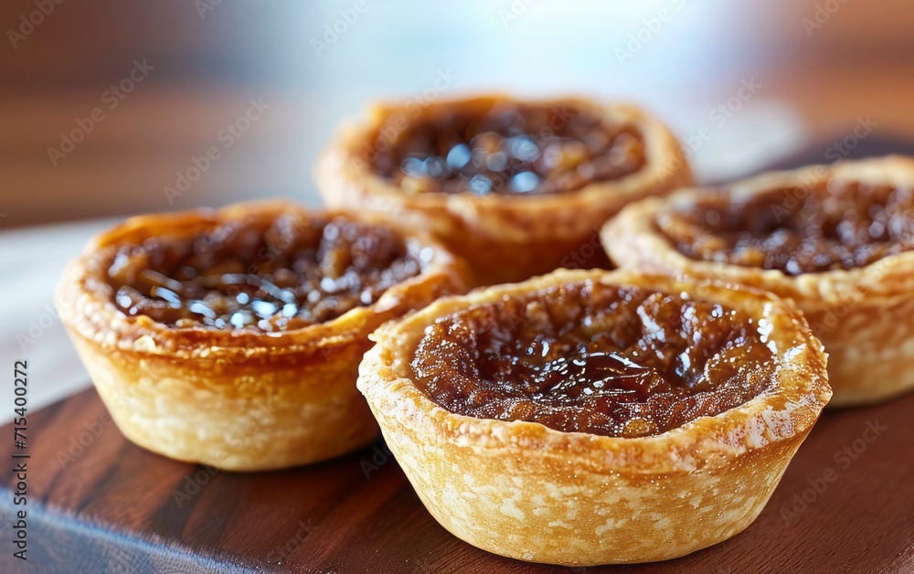 Canadian Butter Tarts served on a wooden background Canadian Butter Tarts served on a wooden background