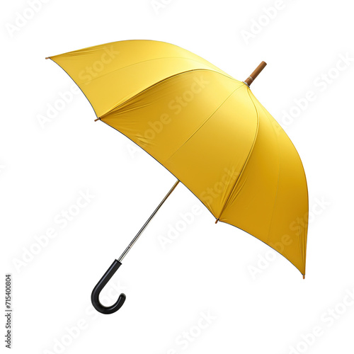 Stylish yellow umbrella on transparent background PNG Generative AI