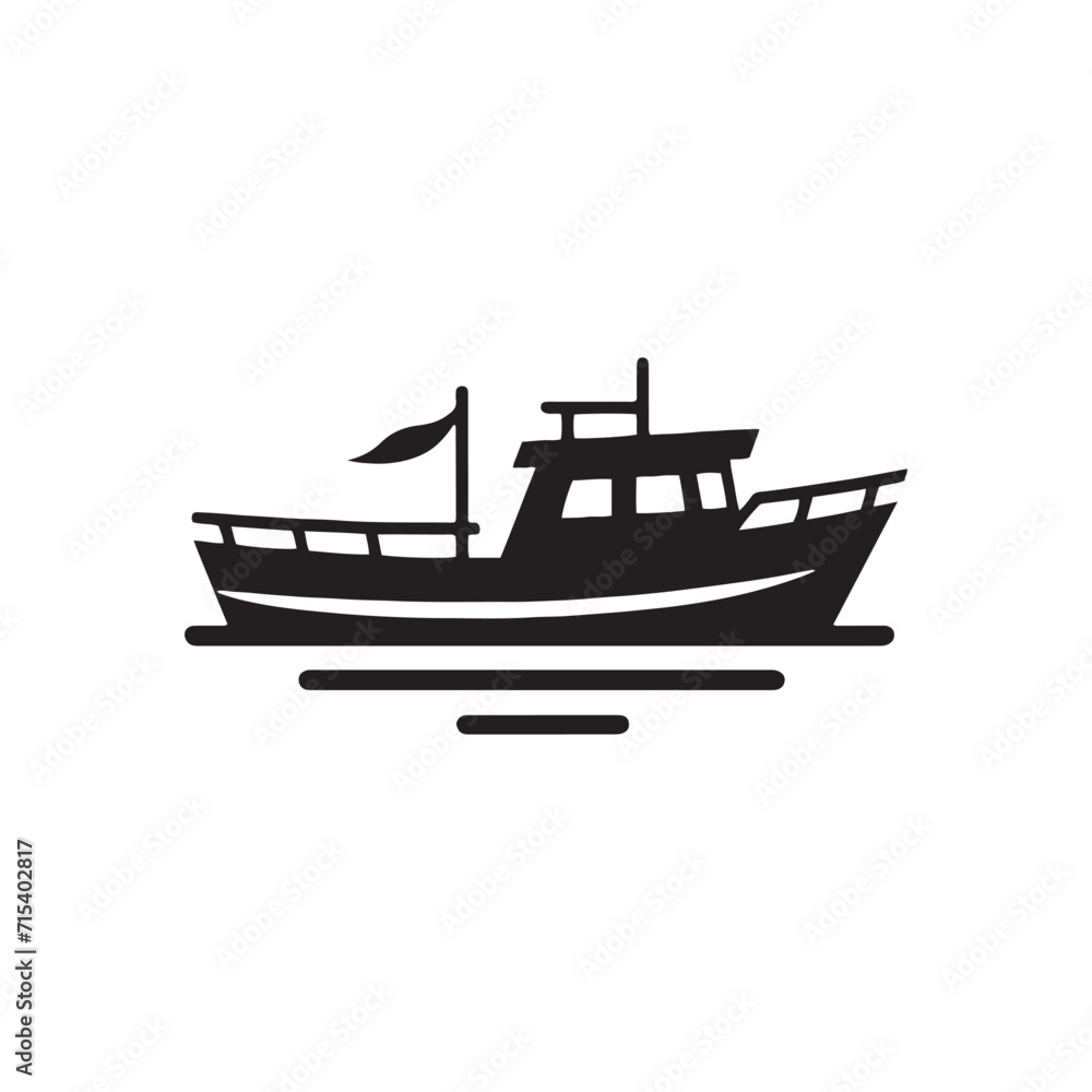 Coastal Elegance: Boat Silhouette Series Evoking Elegance Along Coastal Vistas - Boating Silhouette - Boat Vector - Yacht Silhouette
