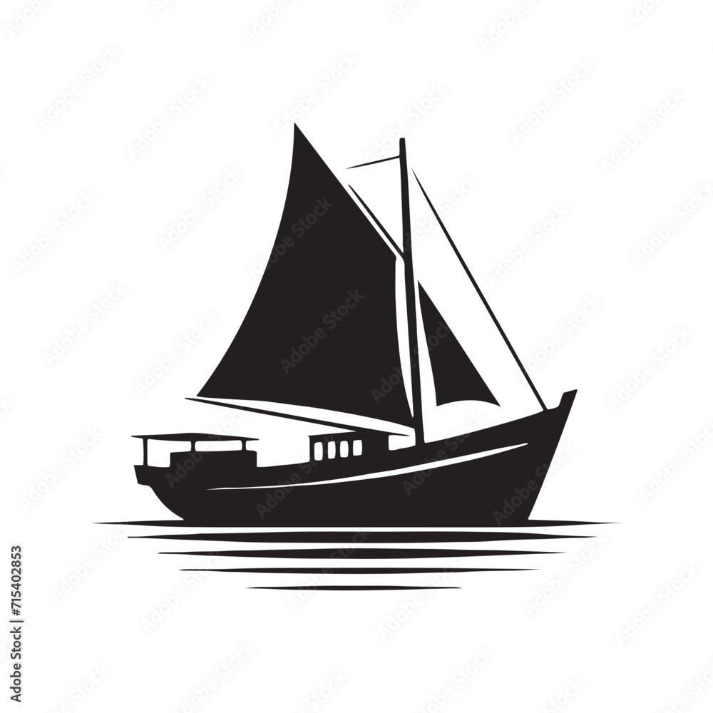 Nautical Rhapsody: Boat Silhouettes Dancing in a Rhapsody of Nautical Shadows - Boat Illustration - Sea Vector - Yacht Illustration
