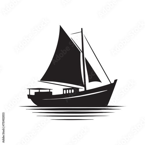Nautical Rhapsody: Boat Silhouettes Dancing in a Rhapsody of Nautical Shadows - Boat Illustration - Sea Vector - Yacht Illustration
