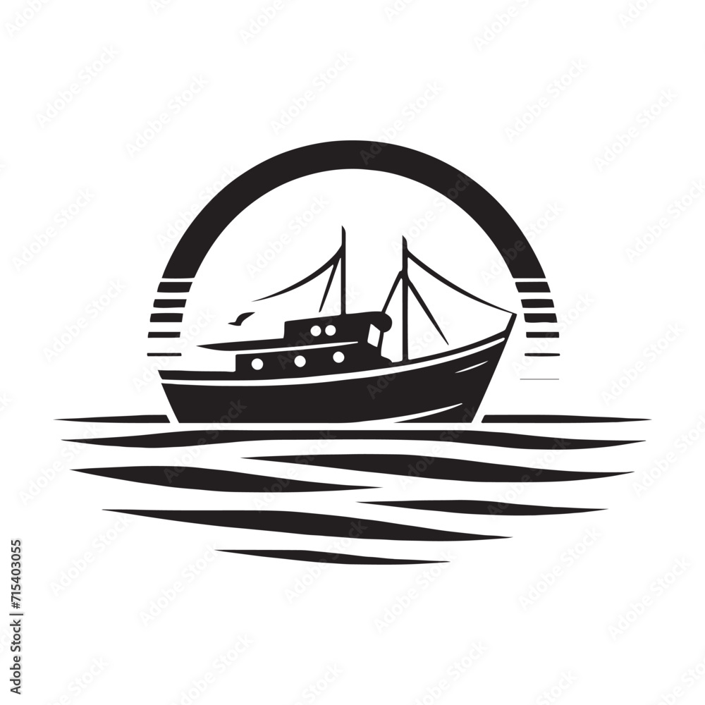 Sailing Silhouettes: Boat Silhouette Series Capturing the Essence of Nautical Adventure - Boating Silhouette - Boat Vector - Yacht Silhouette
